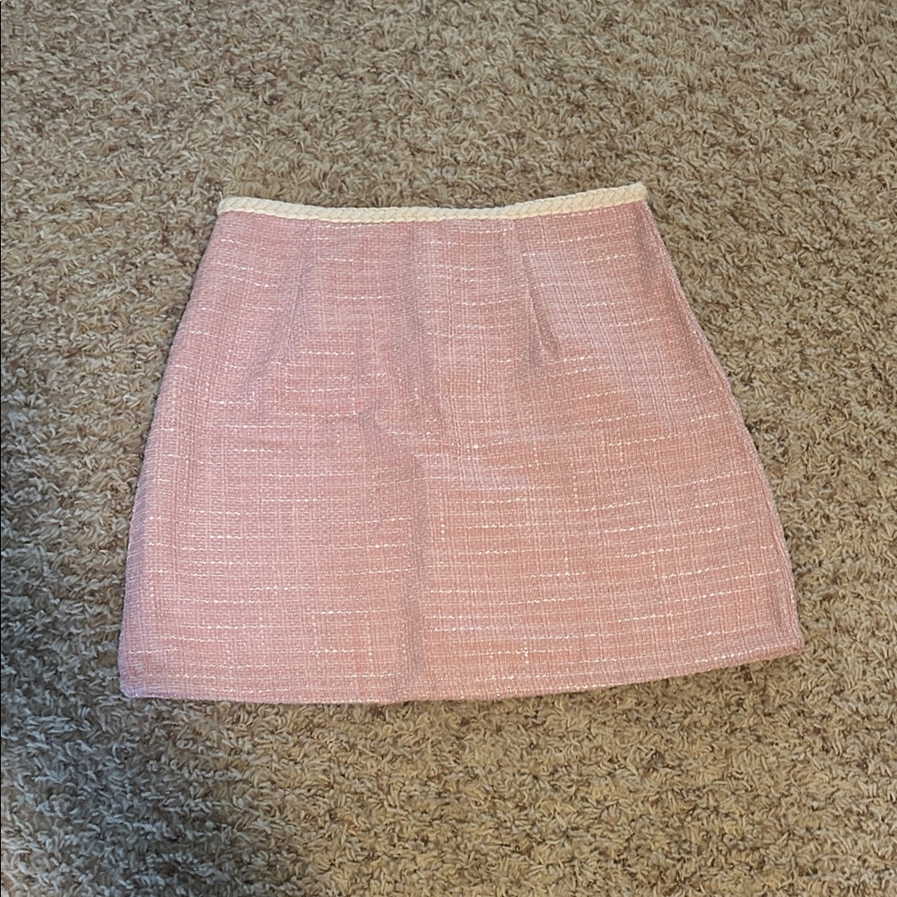 Cider Pink Tweed Mini Skirt with Contrast Waist